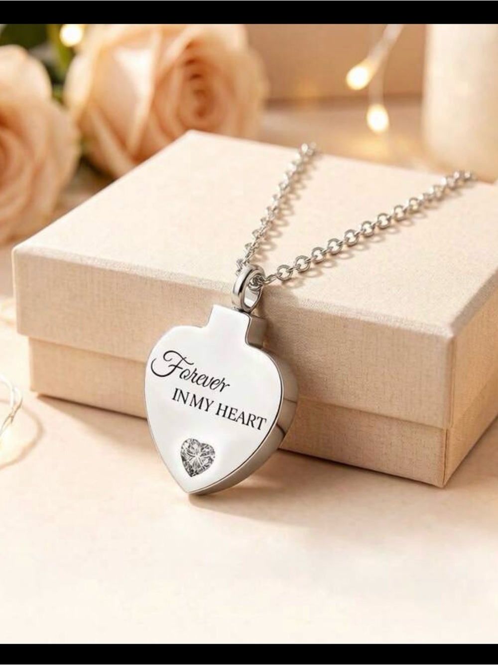 Silver Heart Urn Necklace Memorial Gift